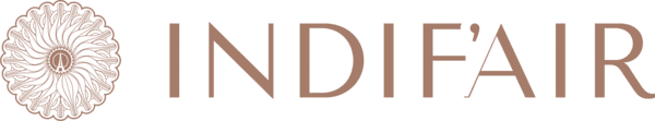 Logo d'INDIFAIR, représentant un design circulaire élégant avec une typographie sophistiquée.